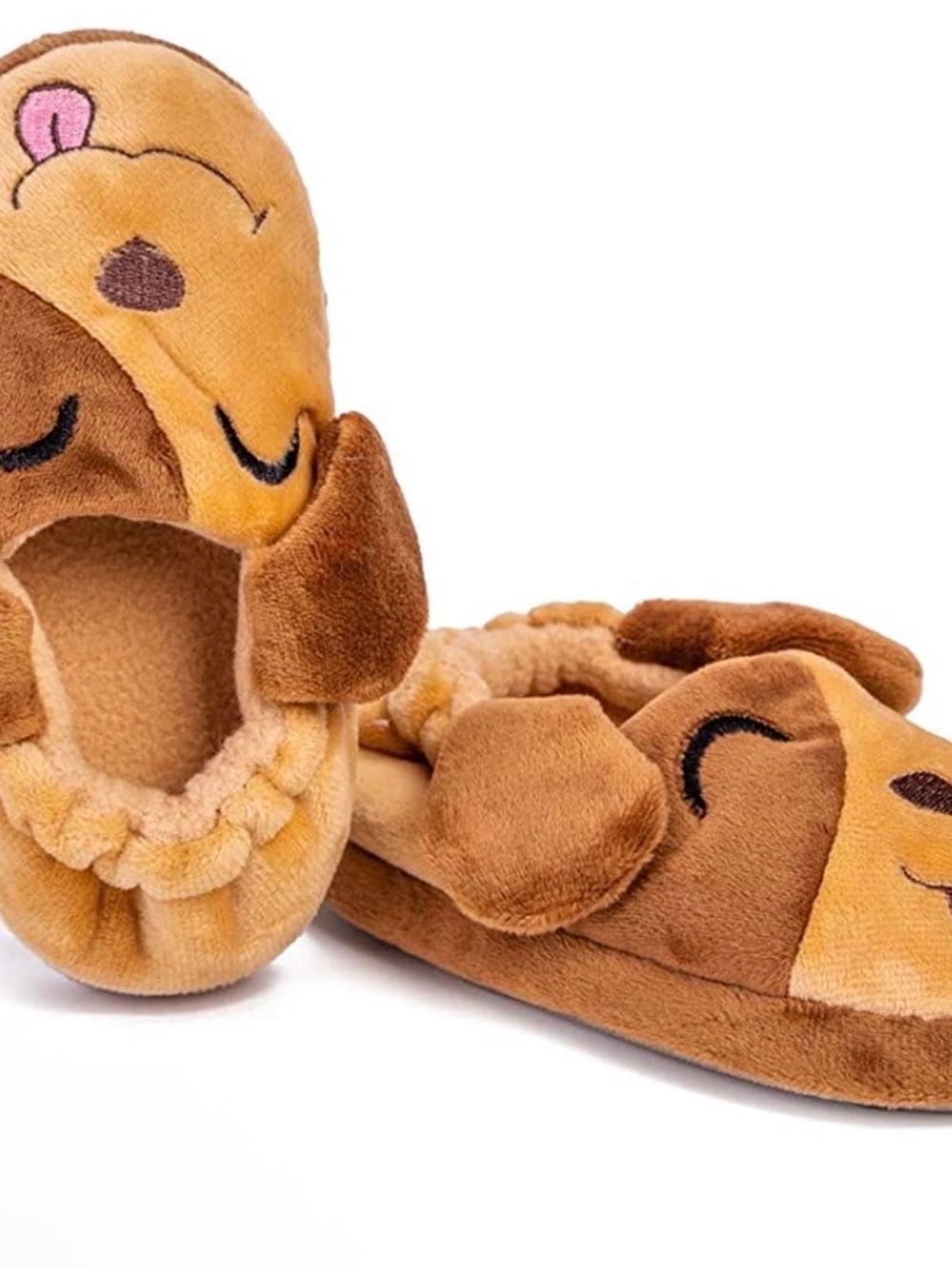 Cute Plush Dog Slippers in Brown